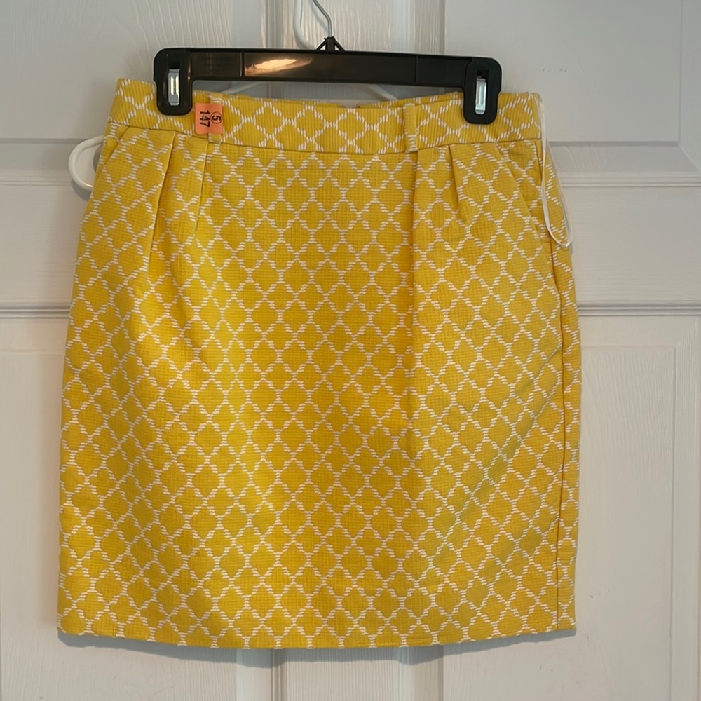 Kate Spade yellow and white Meredith jacquard pencil skirt